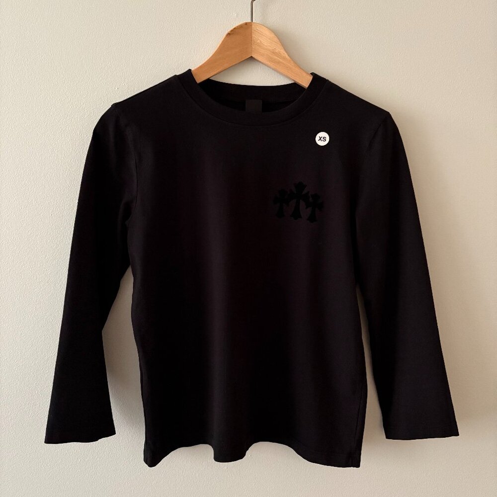 Chrome Hearts Triple Velvet Cross Long-sleeved Top NEW/AUTHENTIC